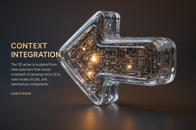 Hyperrealistic 3D Arrow with Glowing Micro-LEDs