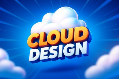 Dynamic Cloud Design with Bold Typography and Vibrant Colors