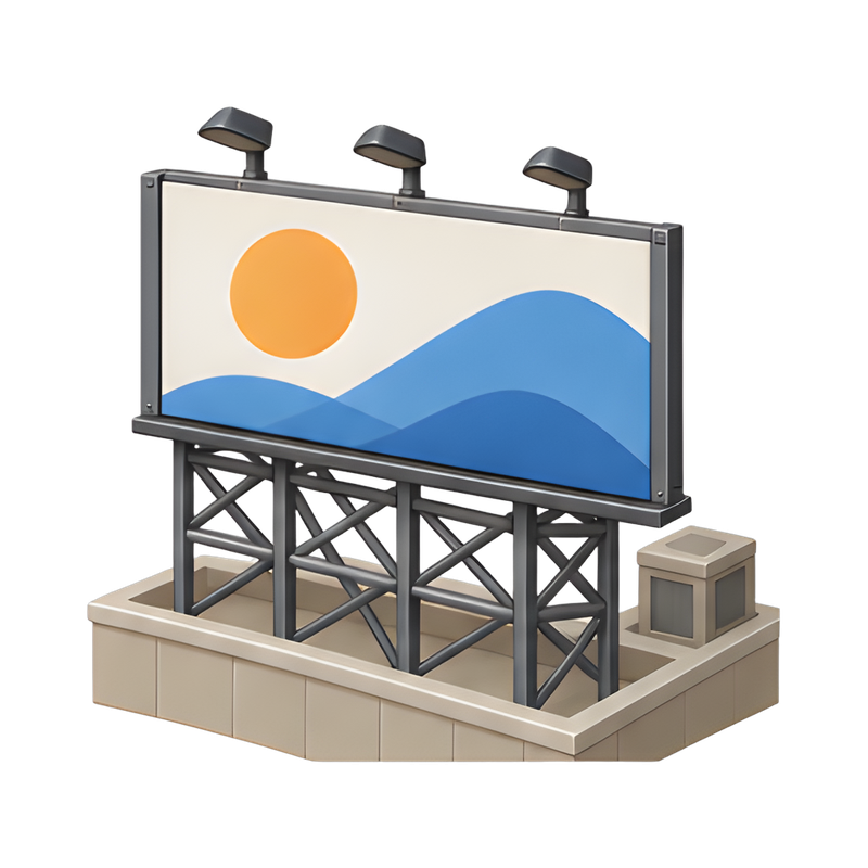 Rooftop billboard on steel frame