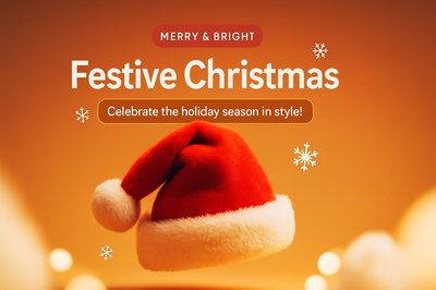 Dynamic Festive Christmas Santa Hat with Vibrant Background