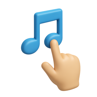 3D Hand Interacting with Musical Note Icon