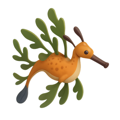 3D Weedy Sea Dragon Icon with Fronds