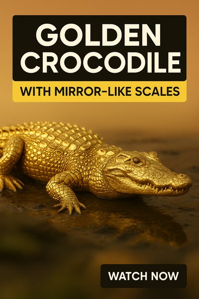 Stunning Golden Crocodile with Reflective Scales in Nature