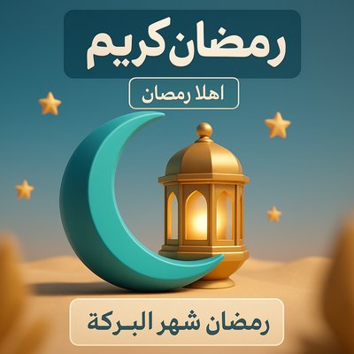 Stylish Ramadan Kareem Design with Crescent Moon and Lantern