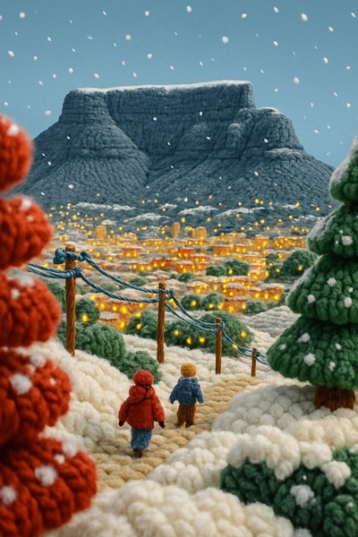 Festive Table Mountain Scene in South Africa