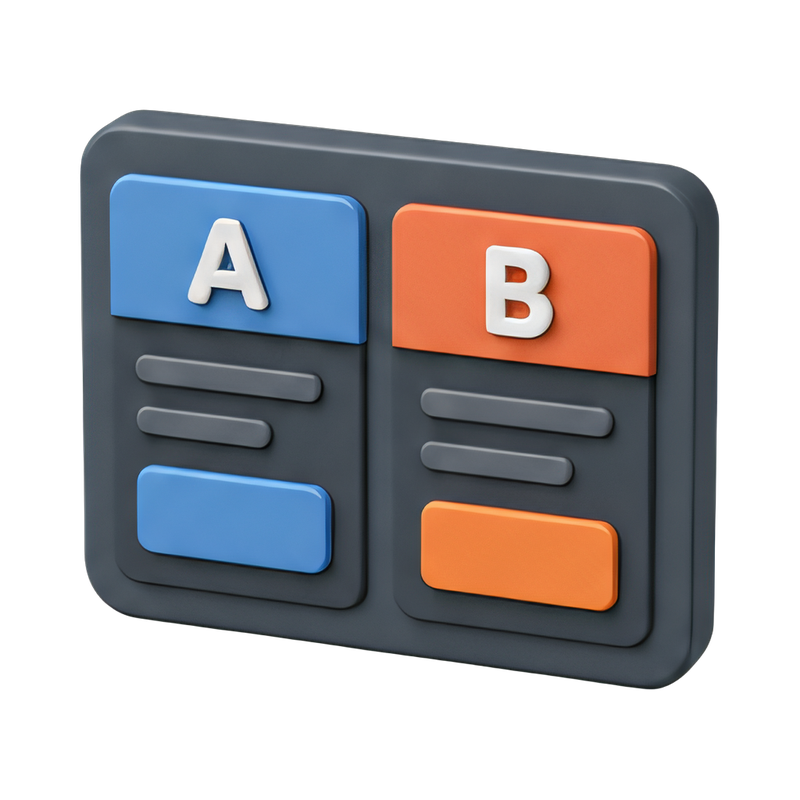 A/B test split panel design