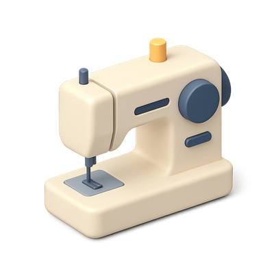 Stylish 3D Sewing Machine Icon with Isometric Design