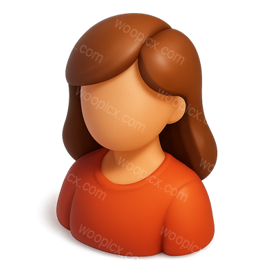 Stylized 3D Woman Icon in Isometric View