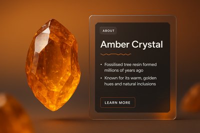 Stunning Amber Crystal with Informative Overlay