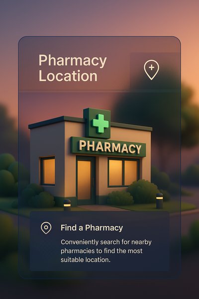 3D Illustration of a Pharmacy Location with Interactive Elements