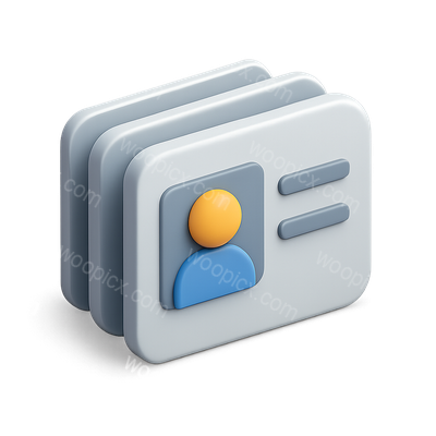 3D Icon of Stacked ID Cards with Isometric View