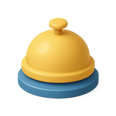 3D Render of a Yellow Service Bell on Blue Base