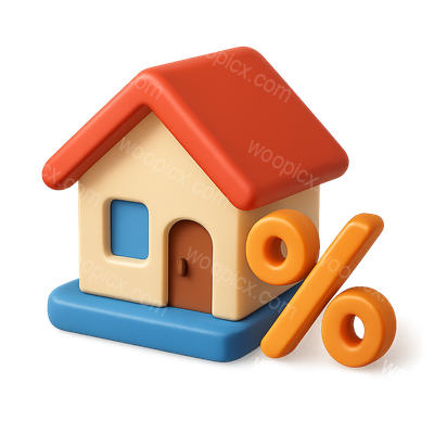 Stylish 3D House Icon with Percentage Sign