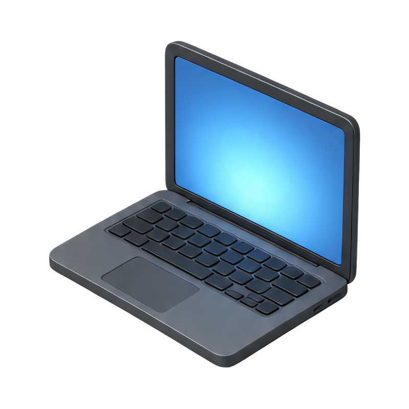 laptop with glowing screen