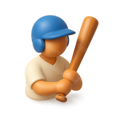 3D Batter Icon in Isometric Style with Transparent Background