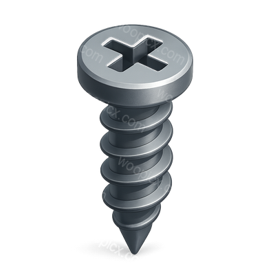 3D Spiral Screw Fastener Icon with Isometric View