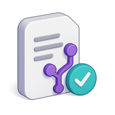 3D Version Control Icon with Checkmark