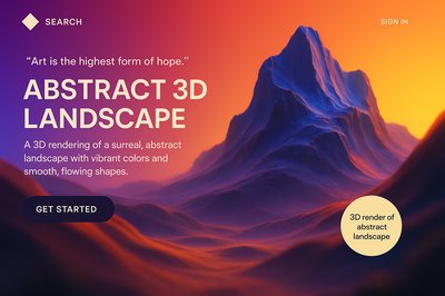 Vibrant Abstract 3D Landscape Render for Landing Page Design