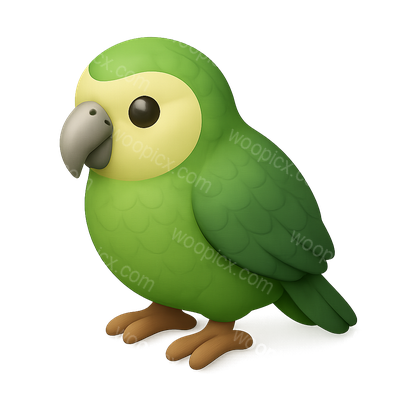 Cute Cartoon Green Parrot Illustration