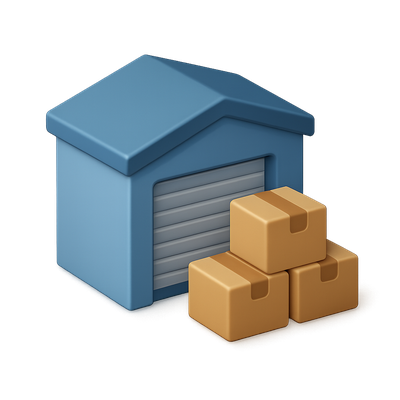 Stylish 3D Storage Icon with Boxes in Isometric View