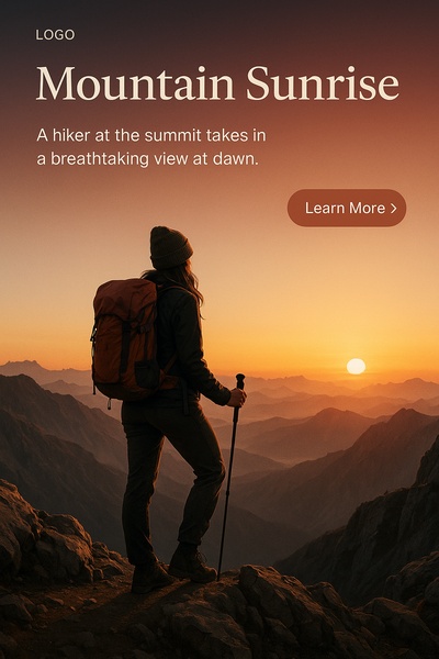 Female Hiker at Sunrise Summit with Scenic View