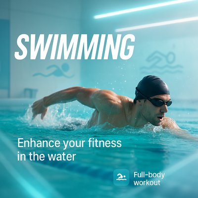 Dynamic Swimming Fitness Promotion Image