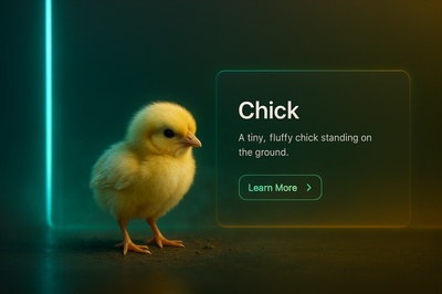 Realistic 3D Scene Featuring a Tiny Chick in Neon Lights