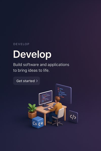 Detailed 3D Scene of Software Development Workspace