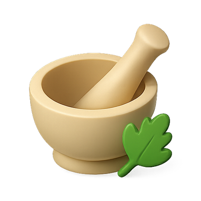 Stylized Mortar and Pestle with Leaf Element