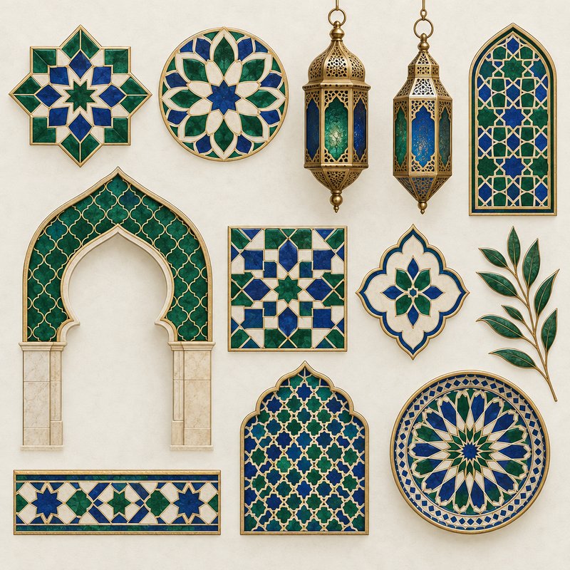 Moroccan geometric design elements