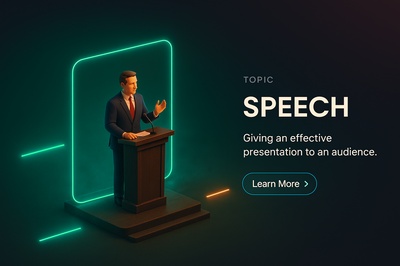 3D Scene of Speaker Delivering a Speech in a Dark Neon Environment