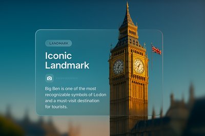 3D Illustration of Big Ben in London with Transparent Overlay