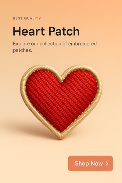 Heart Embroidered Patch Badge Illustration