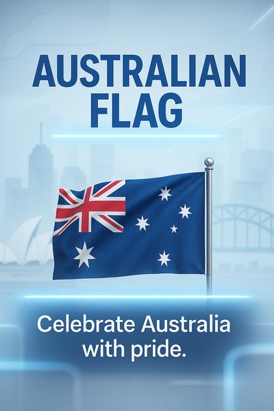 Australian Flag Promotional Graphic with Modern Design Elements