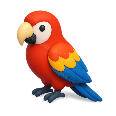 Vibrant 3D Macaw Icon with Isometric Design