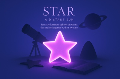 Glowing Star Composition in Blue Background