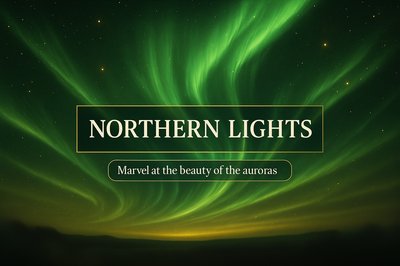 Stunning Northern Lights Scenic Graphic with Text Overlay