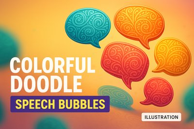 Vibrant Doodle Illustration of Speech Bubbles