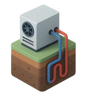 3D Geothermal Heat Pump Icon in Isometric View