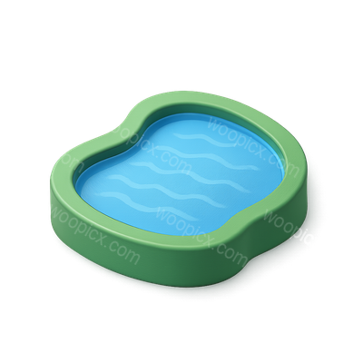 Stylized 3D Lake Icon with Isometric Design