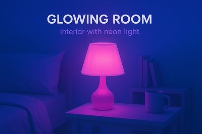 Glowing Room with Neon Light Atmosphere