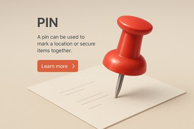 Detailed 3D Illustration of a Pin with Text Elements