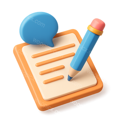 Stylish 3D Icon Design Featuring Notepad and Pencil