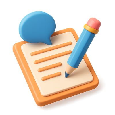 Stylish 3D Icon Design Featuring Notepad and Pencil