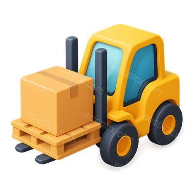 3D Icon of a Forklift with a Box on a Pallet