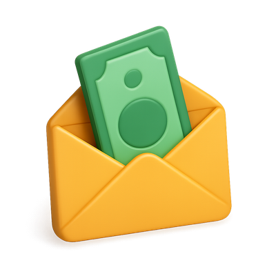 3D Icon of Money Envelope with Cash Inside