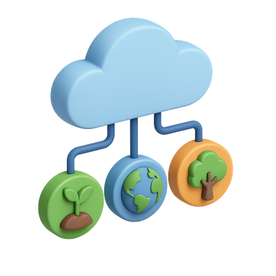 Stylized 3D Ecosystem Icon with Nature Elements