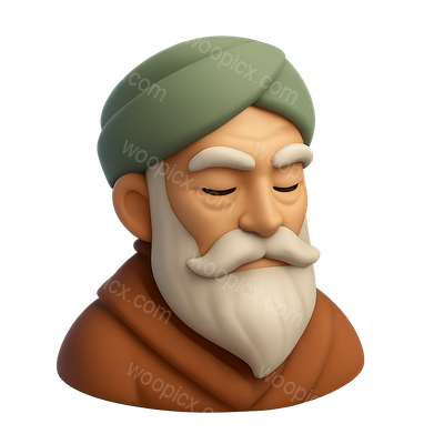 3D Icon of a Wise Sage with Isometric Design