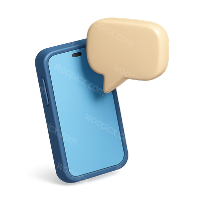 Stylish 3D Phone with Chat Bubble Icon