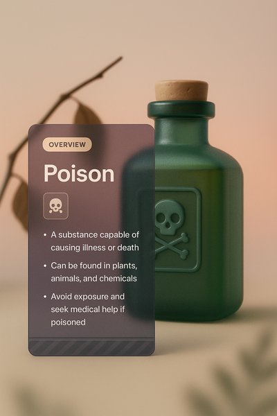 3D Illustration of Poison with Text Blocks for Web Design